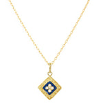 Blue Square Caramujo Pendant Necklace in Gold