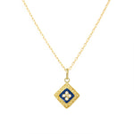 Blue Square Caramujo Pendant Necklace in Gold
