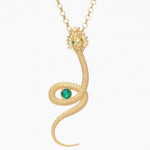 Snake Necklace in Gold Plated Silver + Emerald - By Ana Moura
