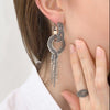 Graceful Silvered Metal Drop Earrings by Satellite Paris