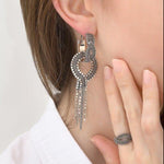 Graceful Silvered Metal Drop Earrings by Satellite Paris