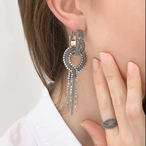 Graceful Silvered Metal Drop Earrings by Satellite Paris