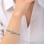Turquoise and Coral Bead Bracelet by Satellite Paris