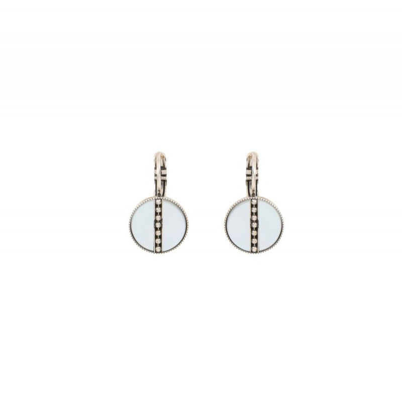 Dainty Silver and Mother of Pearl Drop Earrings by Satellite Paris