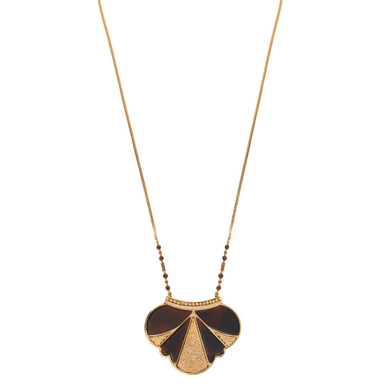 Inlaid Mother of Pearl Pendant Necklace by Satellite Paris
