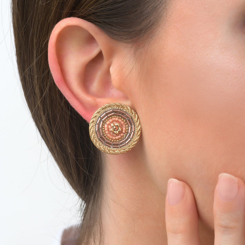 Rosy Medallion *CLIP* Earrings by Satellite Paris