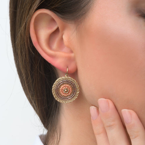 Rosy Medallion Drop Earrings by Satellite Paris