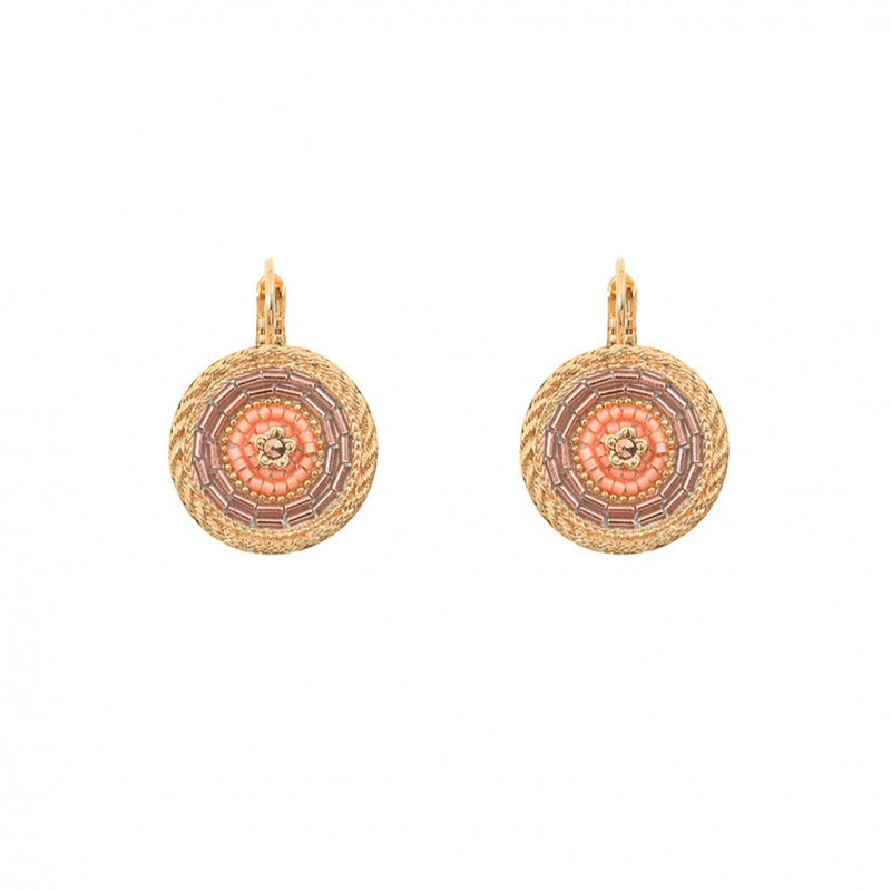 Rosy Medallion Drop Earrings by Satellite Paris