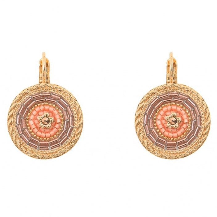 Rosy Medallion Drop Earrings by Satellite Paris
