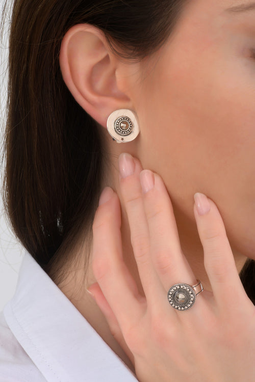 Chic Silver Medallion *CLIP* Earrings by Satellite Paris