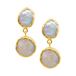 Gold Turkish Cultured Pearl Drop Earrings