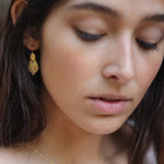 Mini Gold Plated Sterling Silver Filigree "Queen" Earrings