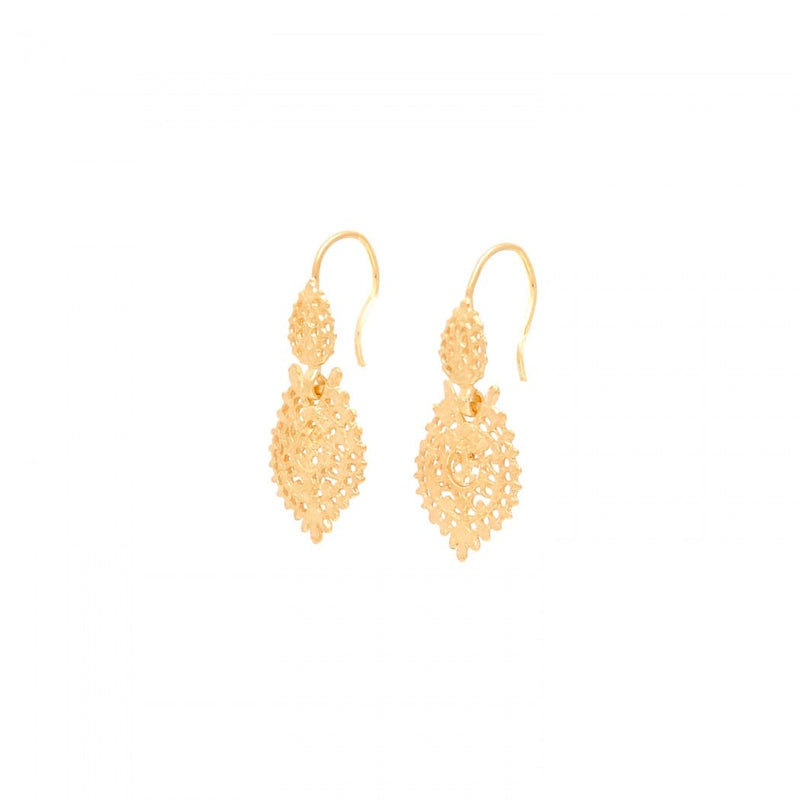 Mini Gold Plated Sterling Silver Filigree "Queen" Earrings