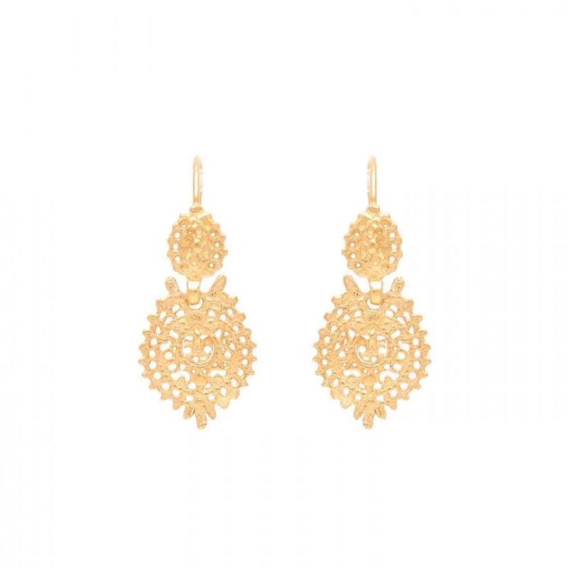 Mini Gold Plated Sterling Silver Filigree "Queen" Earrings