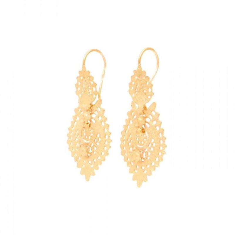 Dainty Gold Plated Sterling Silver Filigree "Queen" Earrings