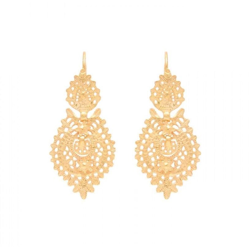 Dainty Gold Plated Sterling Silver Filigree "Queen" Earrings