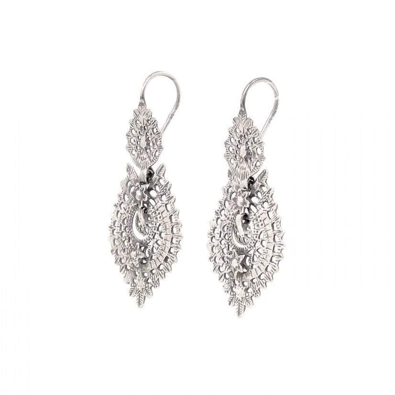 Dainty Sterling Silver Filigree "Queen" Earrings