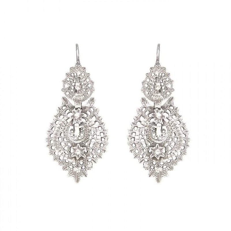 Dainty Sterling Silver Filigree "Queen" Earrings