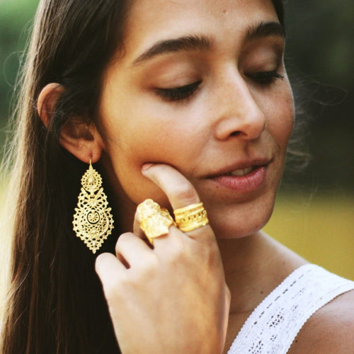 Gold Plated Sterling Silver Filigree "Queen" Earrings