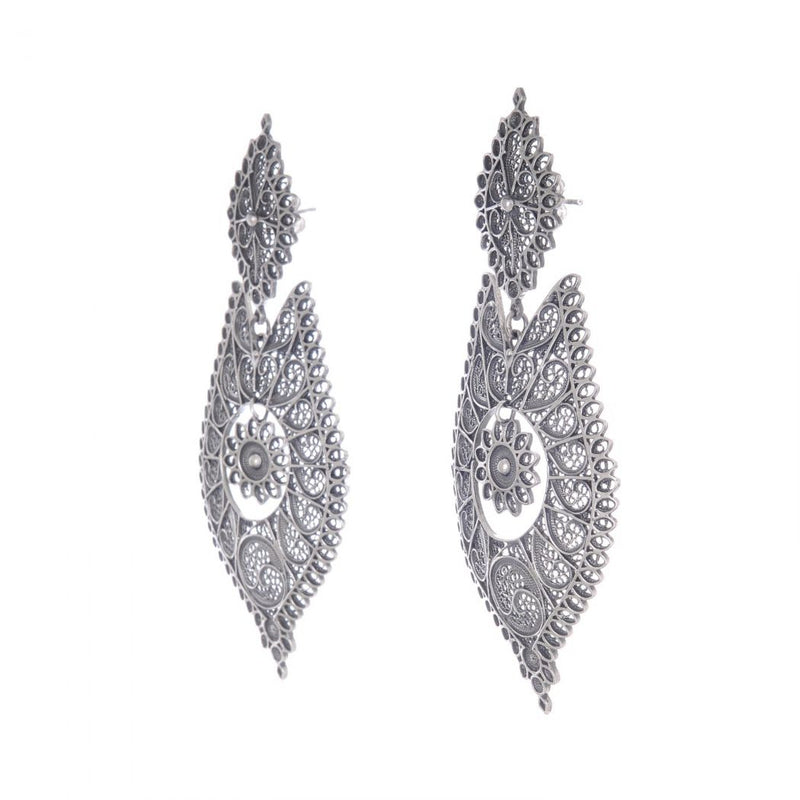 Elegantly Grand Sterling Silver Filigree "Queen" Earrings