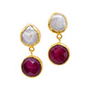 Ottoman Inspired Ruby and Pearl Drop Earrings