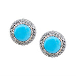 Sterling Silver Turquoise and Crystal Post Earrings